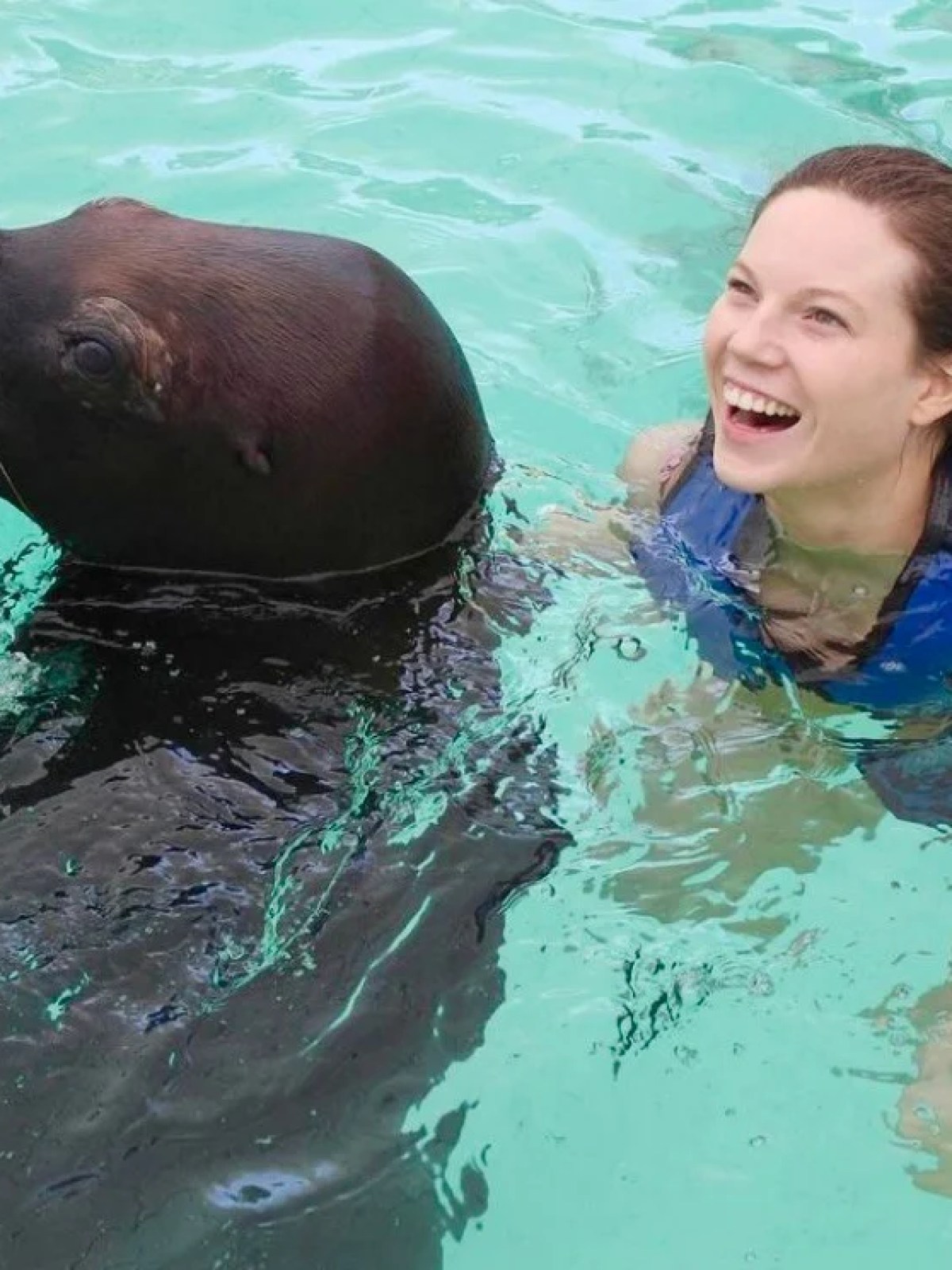 a man in a pool of water