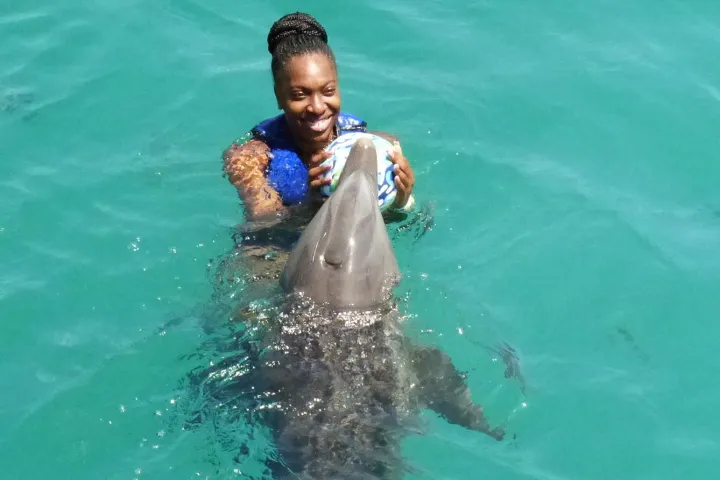 a man swimming in the water