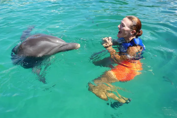a person swimming in a body of water
