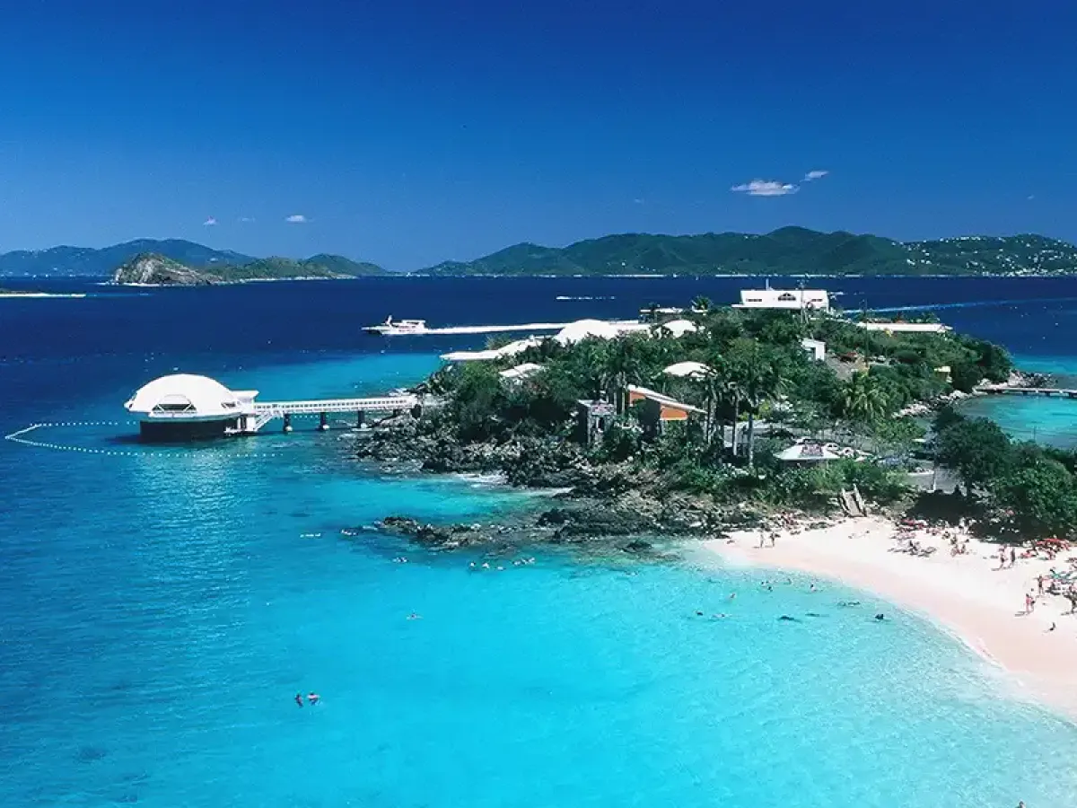 an island in the middle of a body of water