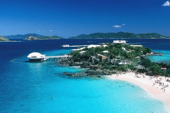 an island in the middle of a body of water